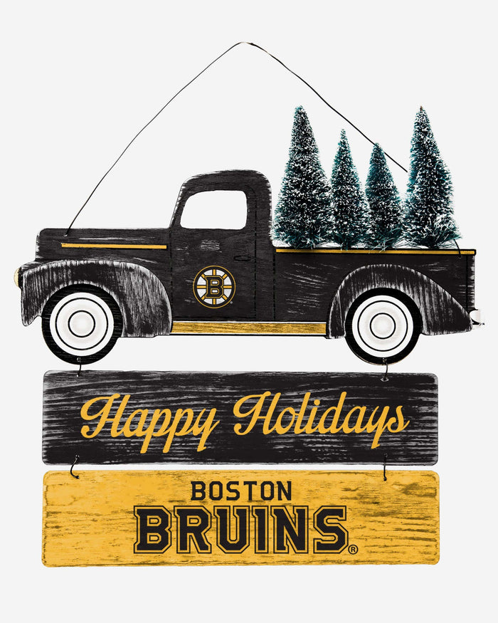 Boston Bruins Wooden Truck With Tree Sign FOCO - FOCO.com