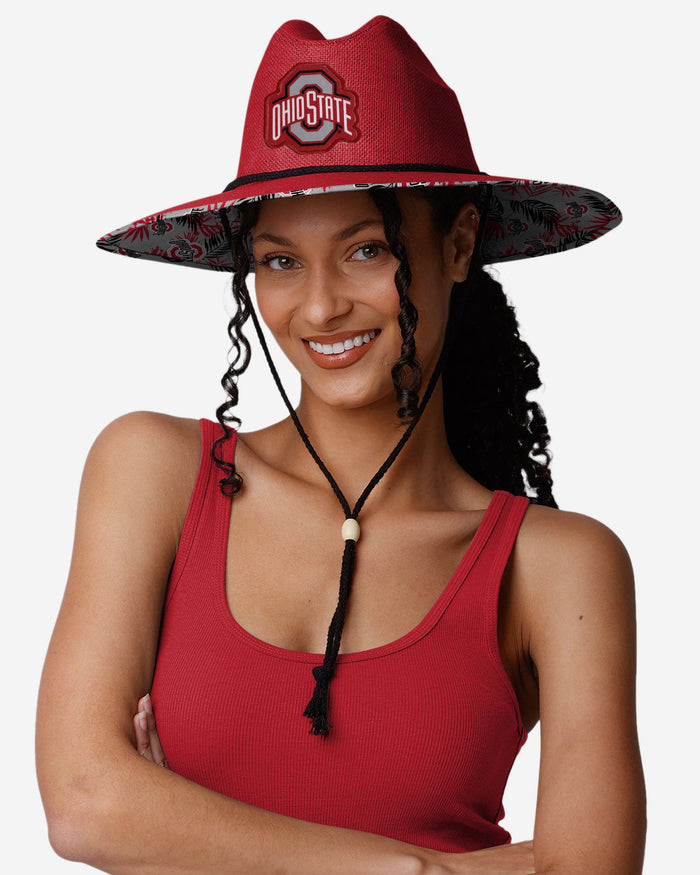 Ohio State Buckeyes Team Color Straw Hat FOCO - FOCO.com