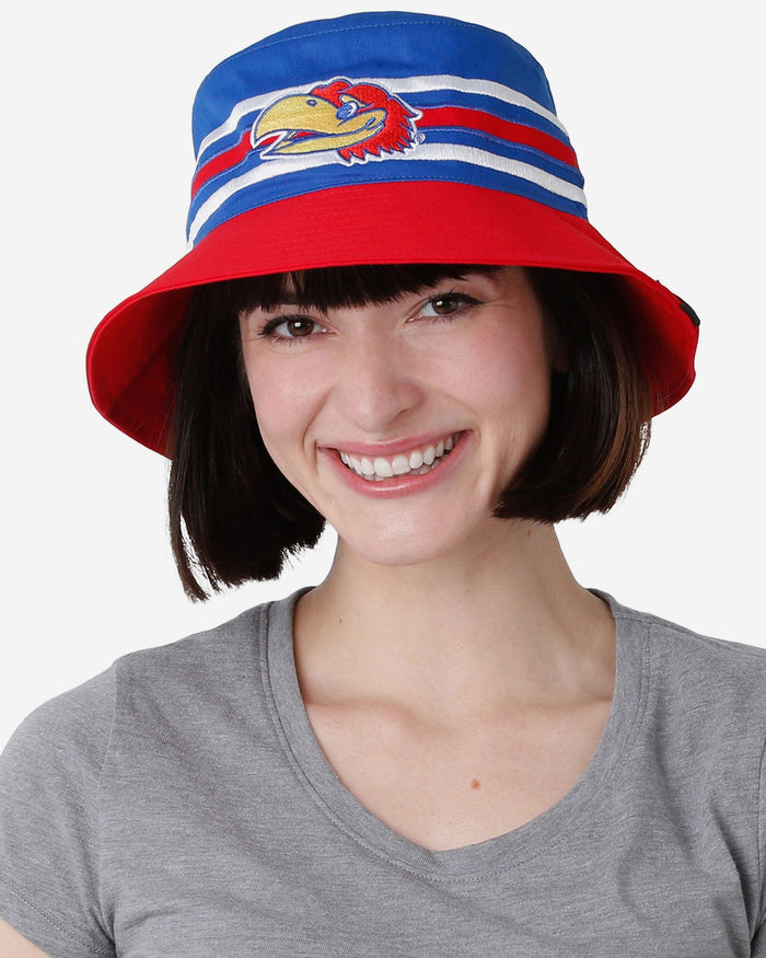 Kansas Jayhawks Team Stripe Bucket Hat FOCO - FOCO.com