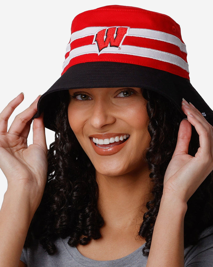 Wisconsin Badgers Team Stripe Bucket Hat FOCO - FOCO.com