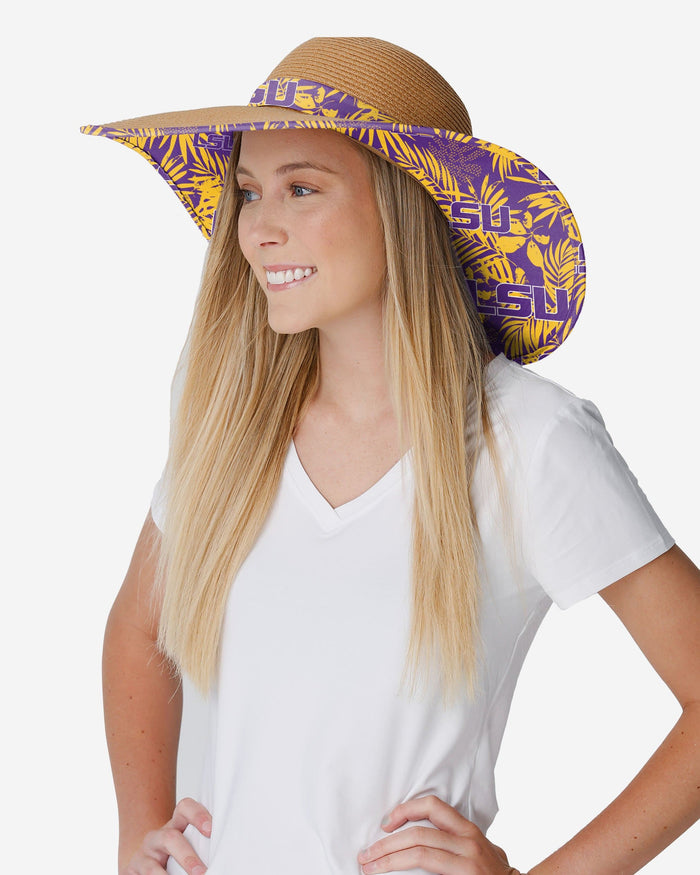 LSU Tigers Womens Floral Straw Hat FOCO - FOCO.com