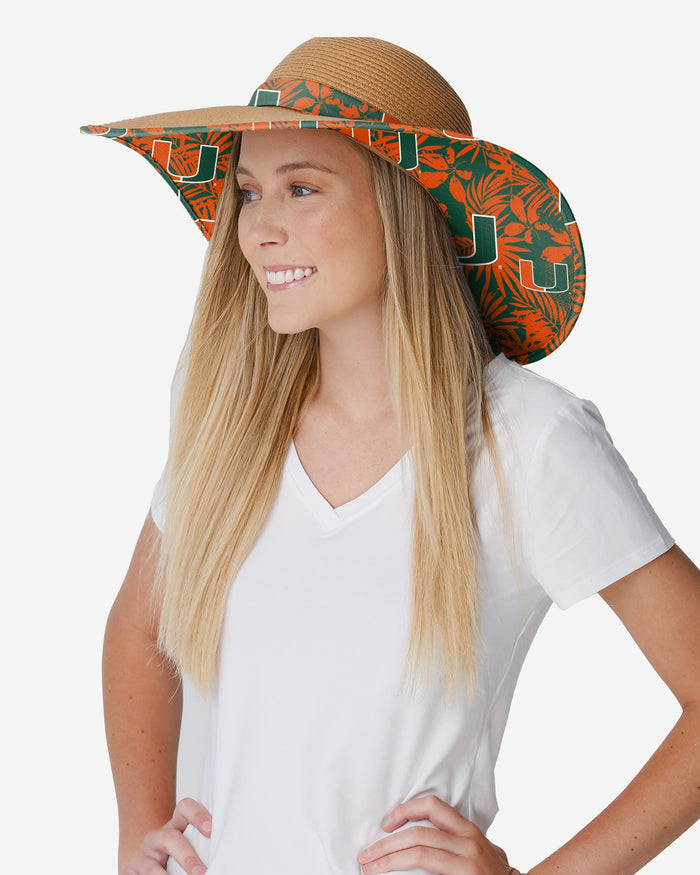 Miami Hurricanes Womens Floral Straw Hat FOCO - FOCO.com