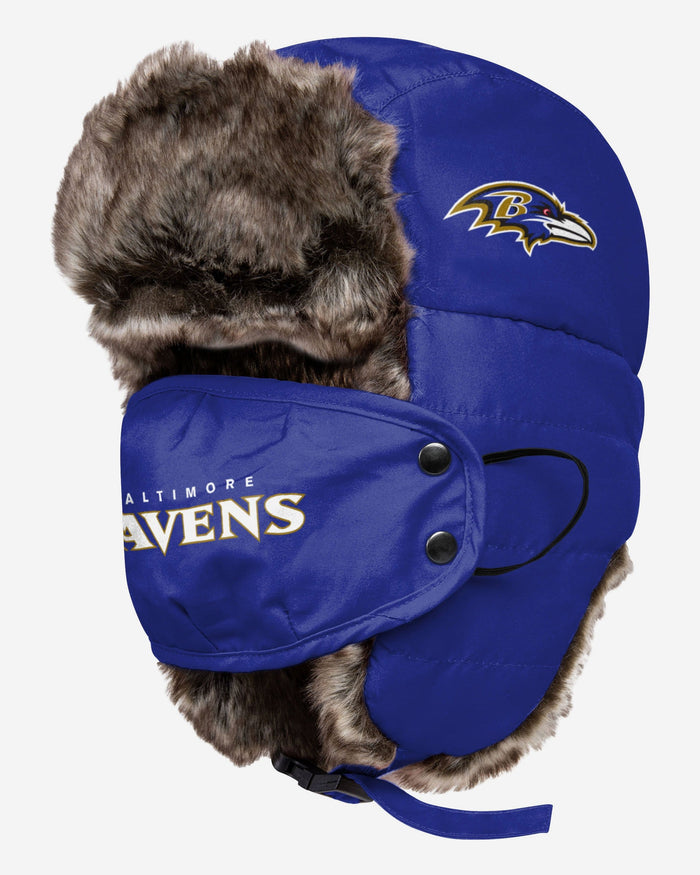 Baltimore Ravens Big Logo Trapper Hat With Face Cover FOCO - FOCO.com