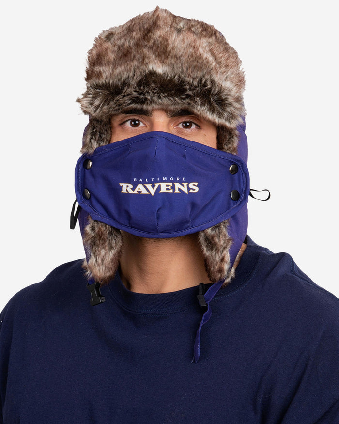 Baltimore Ravens Big Logo Trapper Hat With Face Cover FOCO - FOCO.com