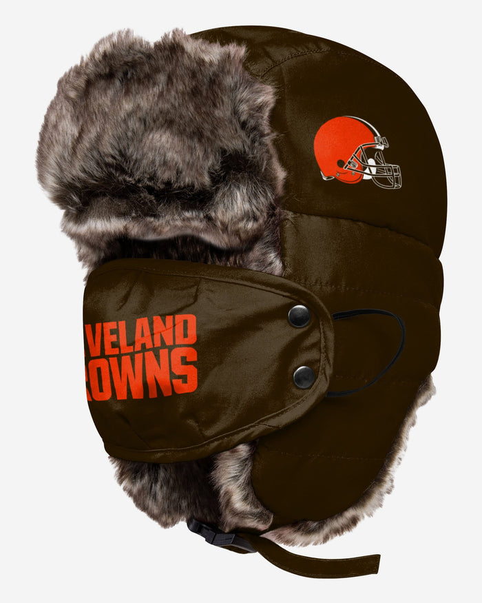 Cleveland Browns NFL Big Logo Trapper Hat With Face Cover FOCO - FOCO.com