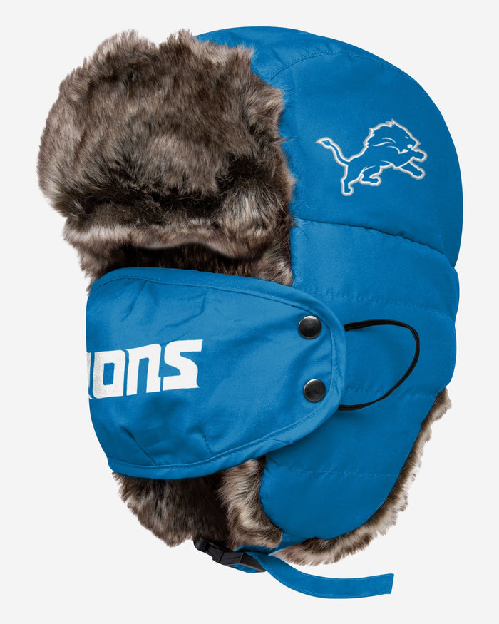 Detroit Lions Big Logo Trapper Hat With Face Cover FOCO - FOCO.com