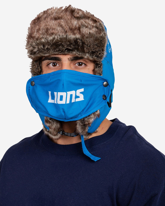 Detroit Lions Big Logo Trapper Hat With Face Cover FOCO - FOCO.com