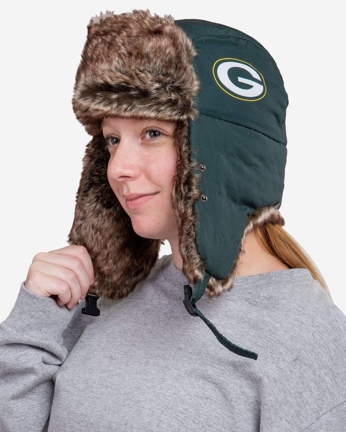 Green Bay Packers Big Logo Trapper Hat With Face Cover FOCO - FOCO.com