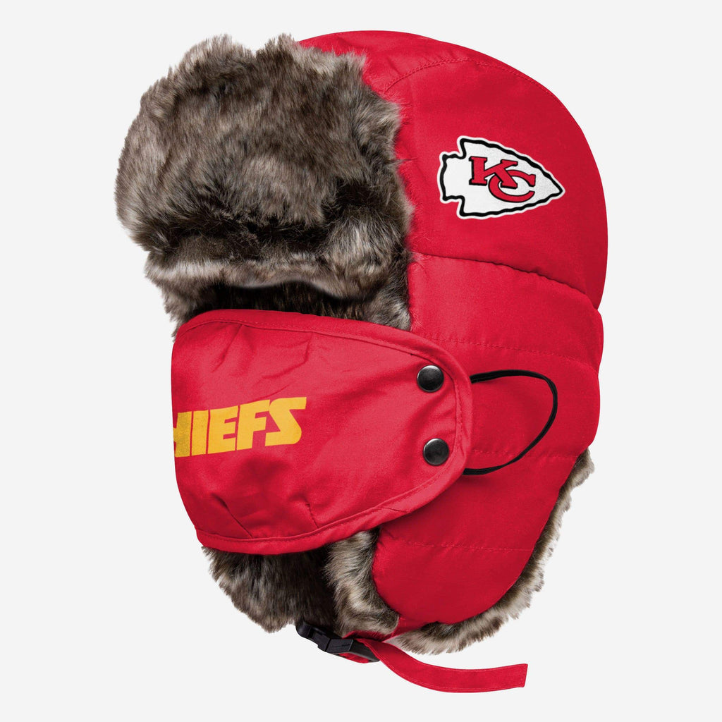 Kansas City Chiefs Big Logo Trapper Hat With Face Cover FOCO - FOCO.com