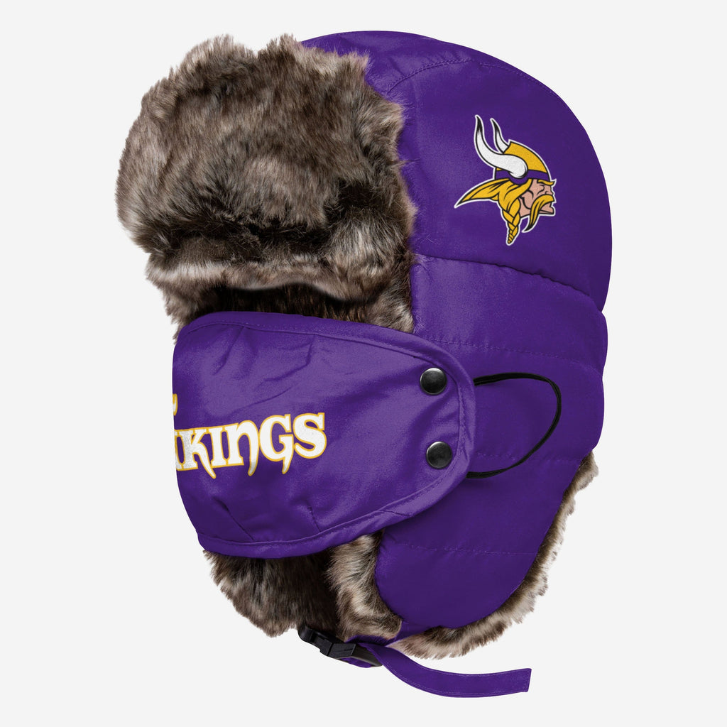 Minnesota Vikings Big Logo Trapper Hat With Face Cover FOCO - FOCO.com