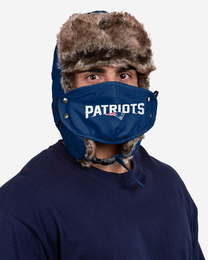 New England Patriots NFL Big Logo Trapper Hat With Face Cover FOCO - FOCO.com