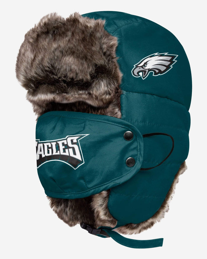 Philadelphia Eagles Big Logo Trapper Hat With Face Cover FOCO - FOCO.com