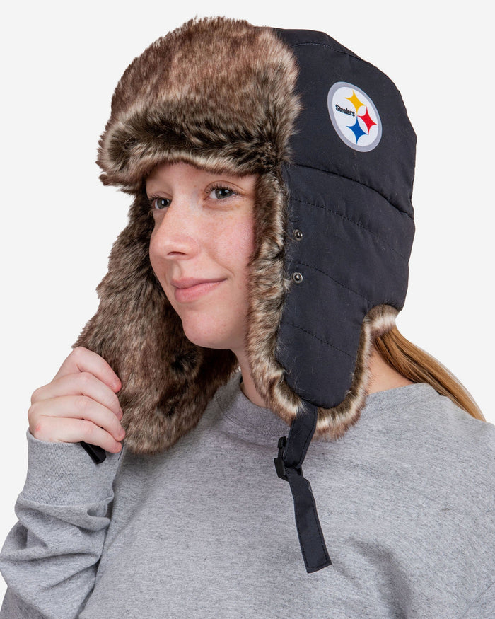 Pittsburgh Steelers Big Logo Trapper Hat With Face Cover FOCO - FOCO.com