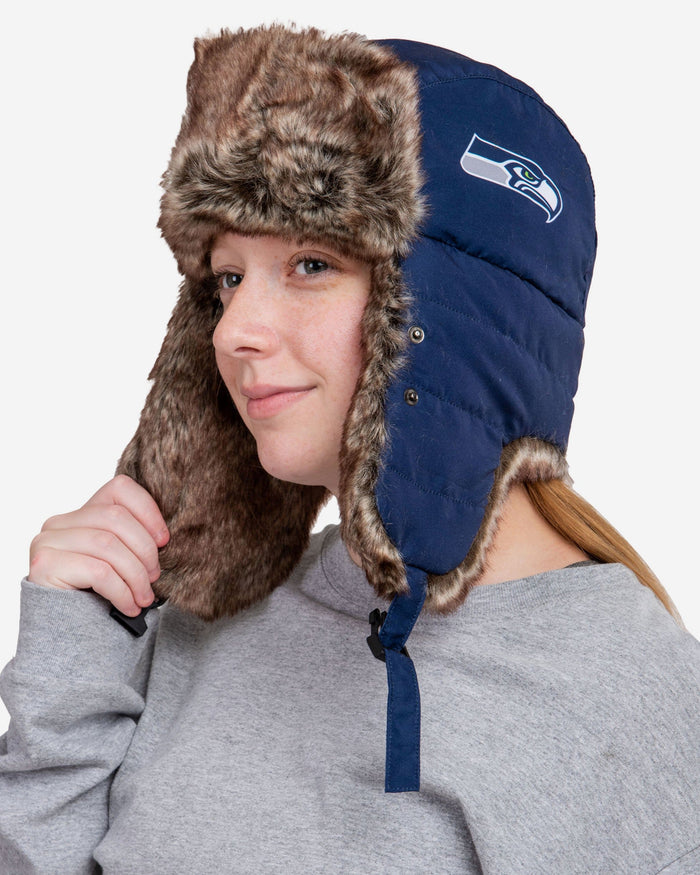 Seattle Seahawks Big Logo Trapper Hat With Face Cover FOCO - FOCO.com