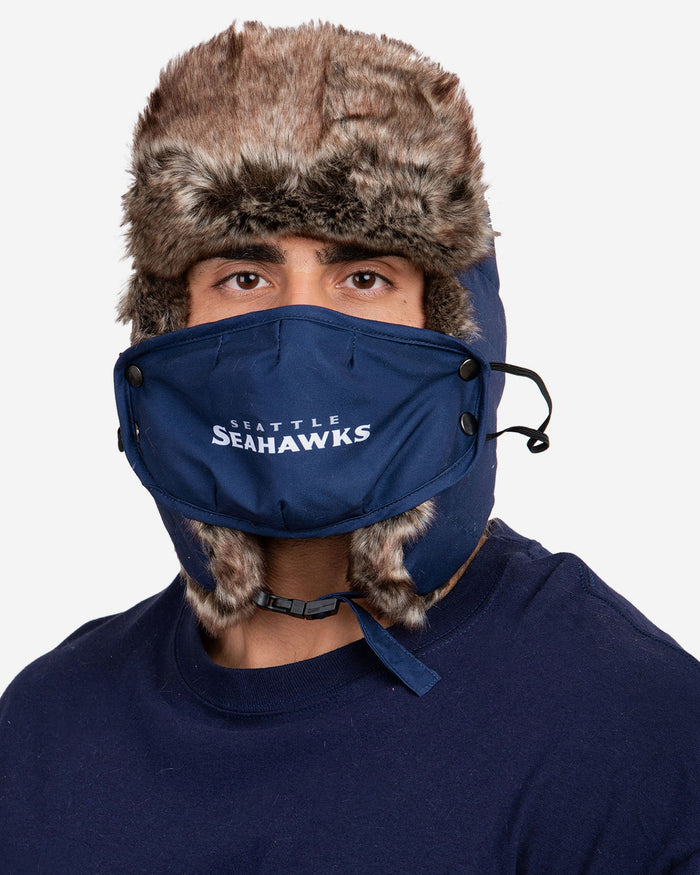 Seattle Seahawks Big Logo Trapper Hat With Face Cover FOCO - FOCO.com