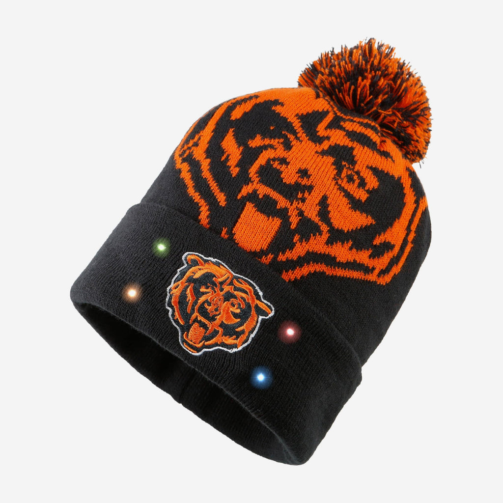 Chicago Bears Cropped Logo Light Up Knit Beanie FOCO - FOCO.com