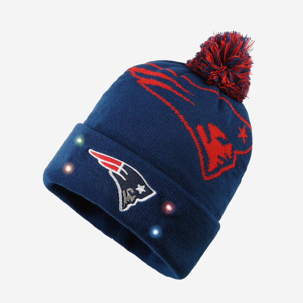 New England Patriots Cropped Logo Light Up Knit Beanie FOCO - FOCO.com