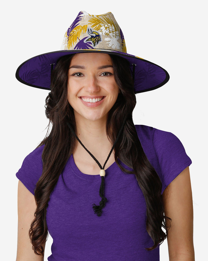 Minnesota Vikings Floral Printed Straw Hat FOCO - FOCO.com