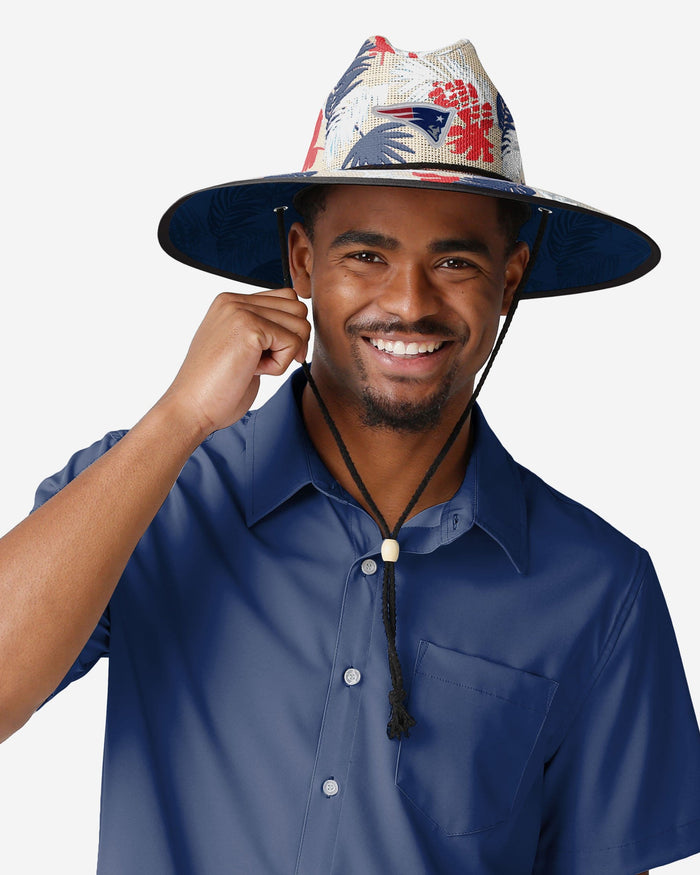 New England Patriots Floral Printed Straw Hat FOCO - FOCO.com