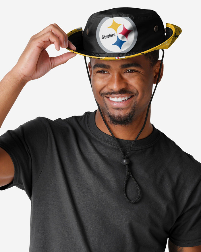 Pittsburgh Steelers Cropped Big Logo Hybrid Boonie Hat FOCO - FOCO.com