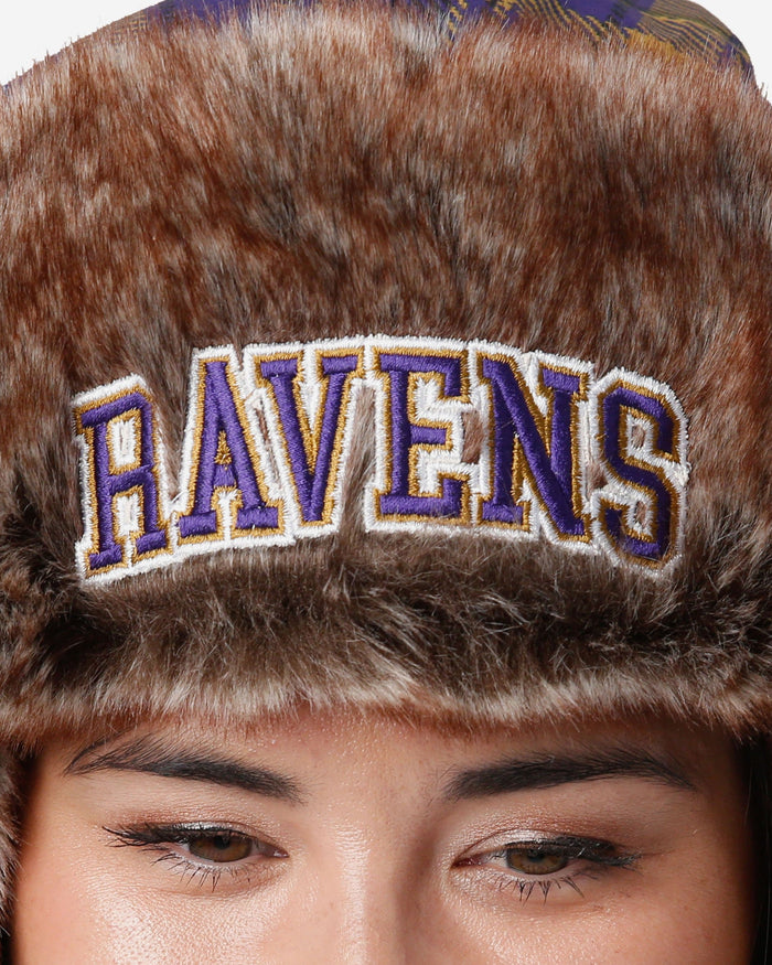 Baltimore Ravens NFL Wordmark Flannel Trapper Hat FOCO - FOCO.com