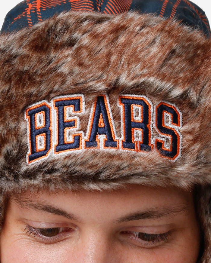 Chicago Bears NFL Wordmark Flannel Trapper Hat FOCO - FOCO.com