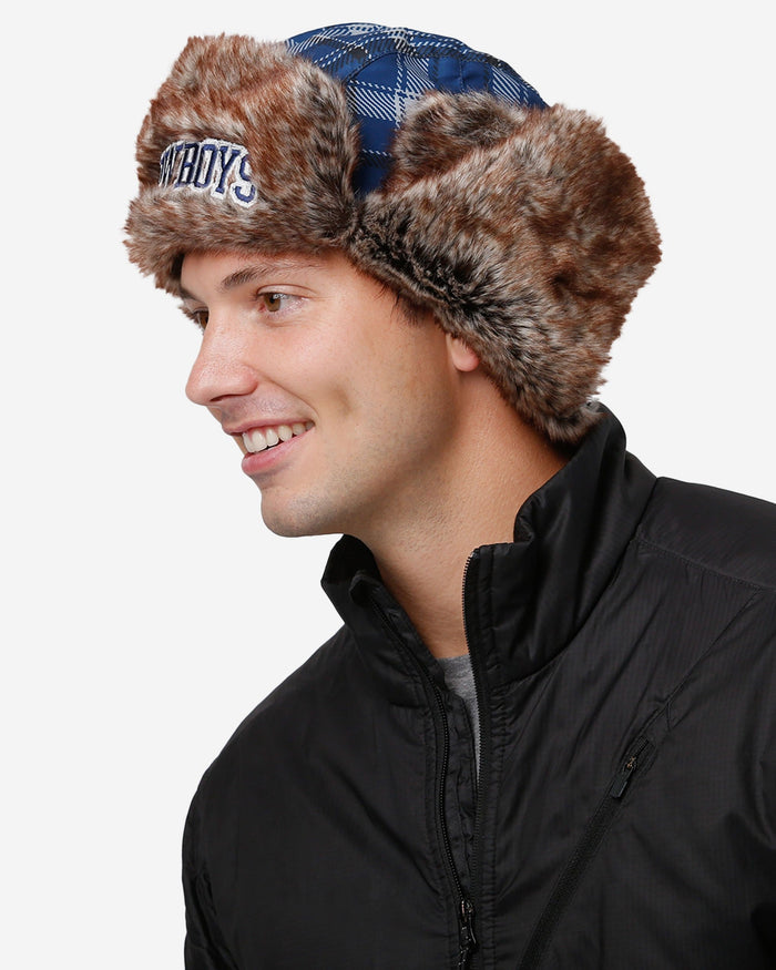 Dallas Cowboys NFL Wordmark Flannel Trapper Hat FOCO - FOCO.com