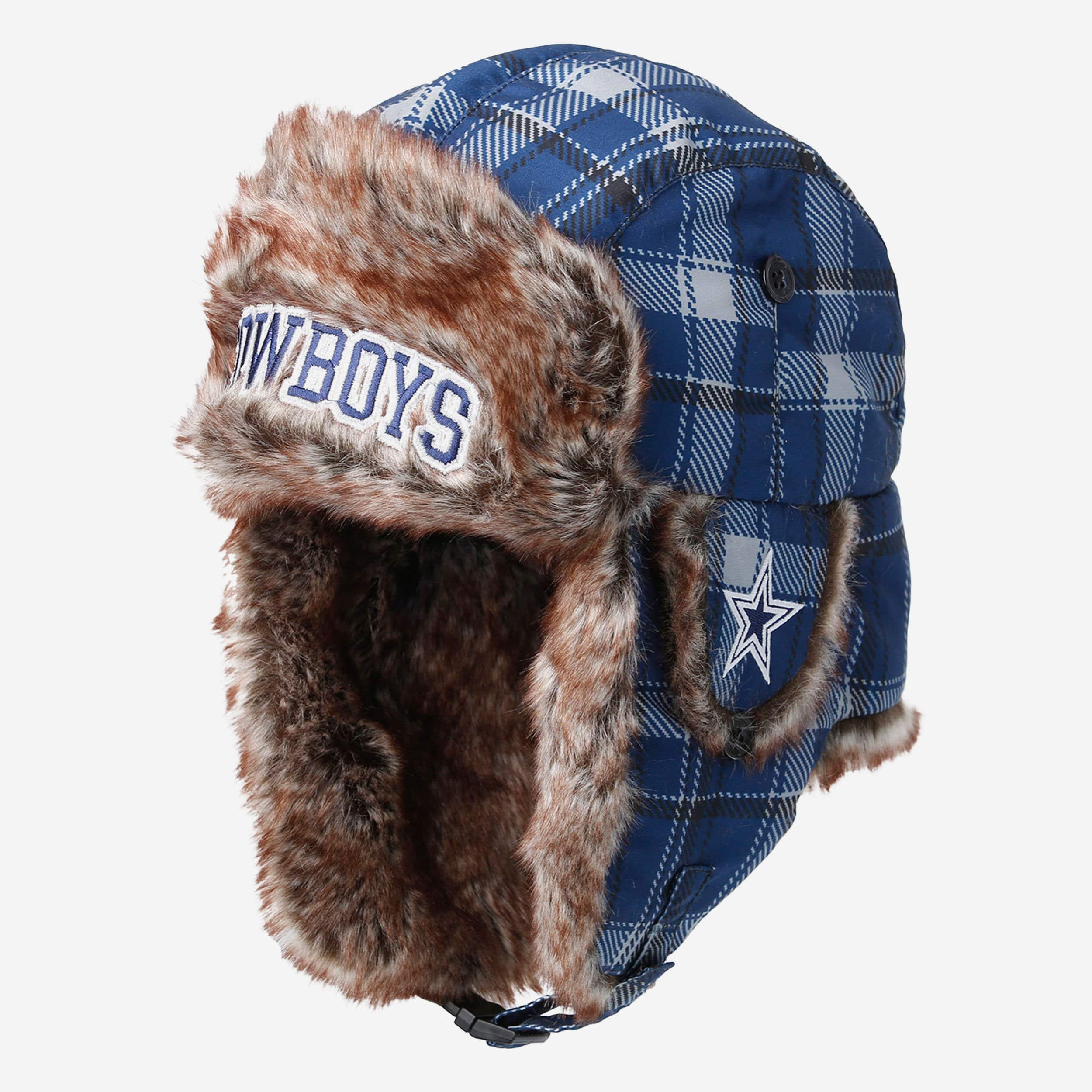 Dallas Cowboys NFL Wordmark Flannel Trapper Hat