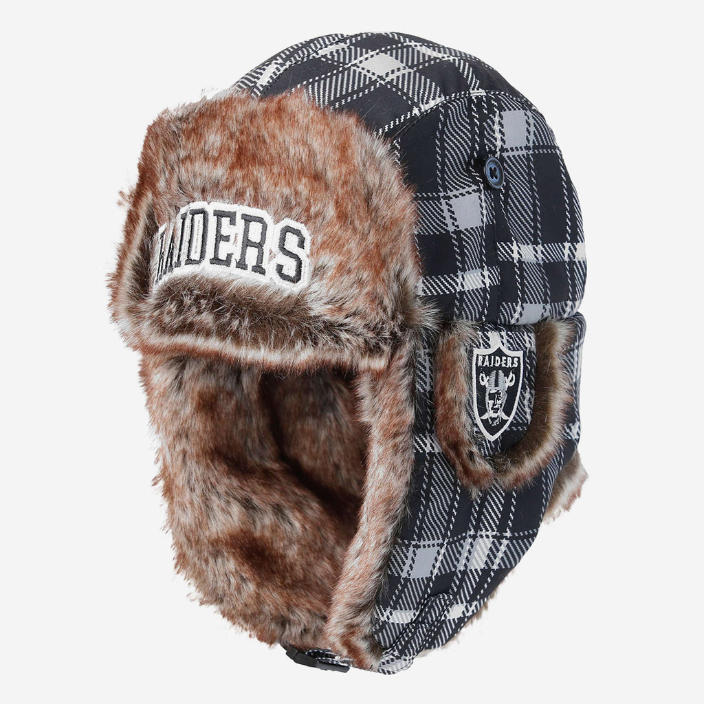 Las Vegas Raiders NFL Wordmark Flannel Trapper Hat FOCO - FOCO.com