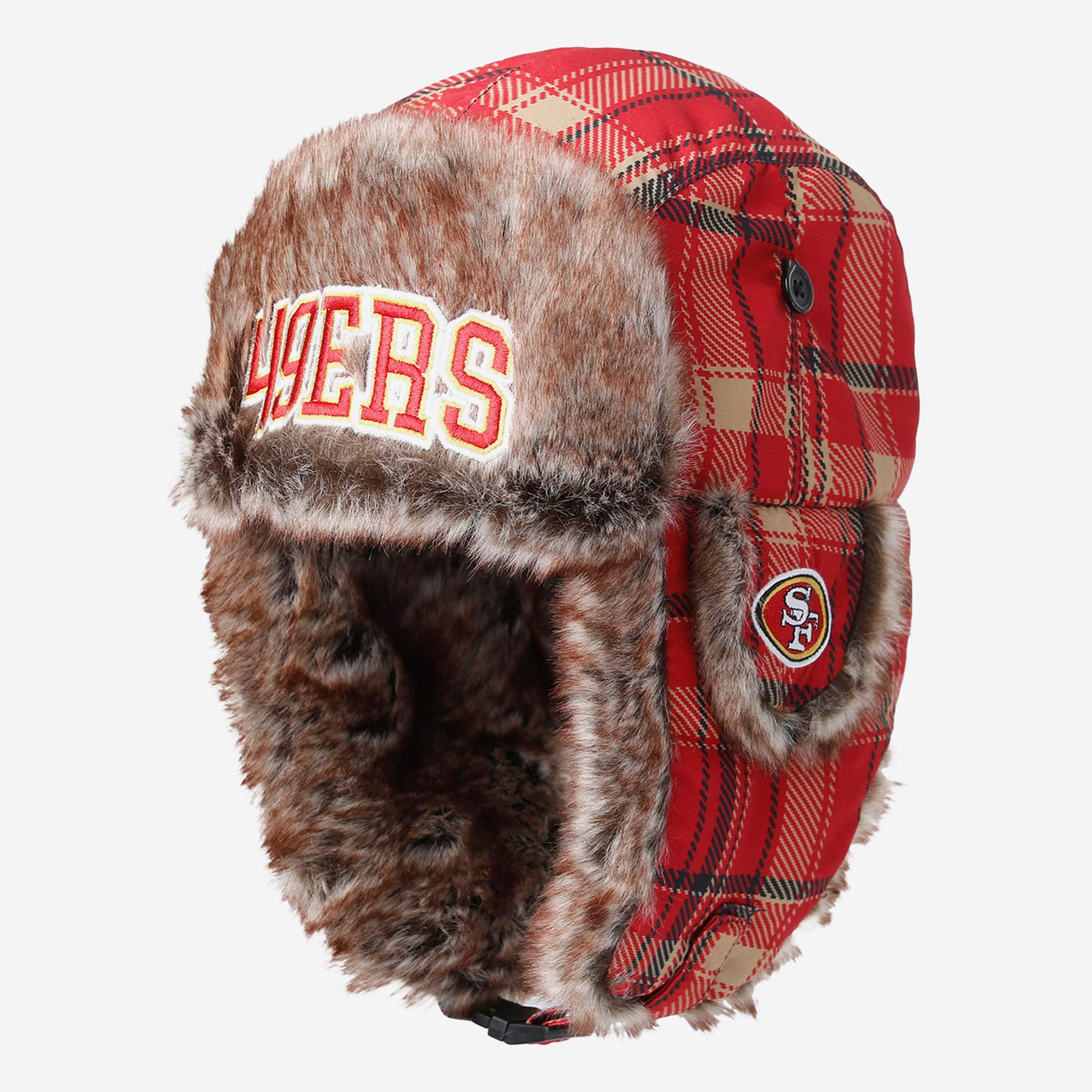 San Francisco 49ers NFL Wordmark Flannel Trapper Hat FOCO