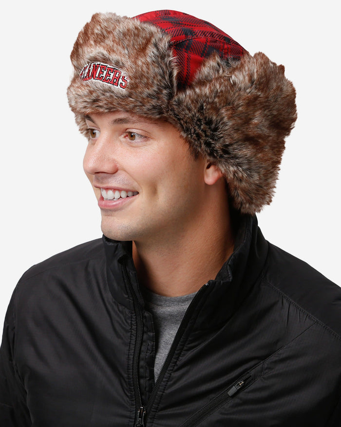 Tampa Bay Buccaneers NFL Wordmark Flannel Trapper Hat FOCO - FOCO.com