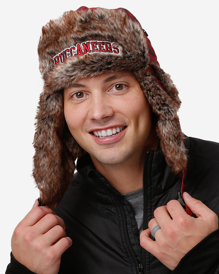 Tampa Bay Buccaneers NFL Wordmark Flannel Trapper Hat FOCO - FOCO.com