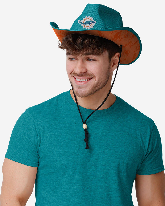 Miami Dolphins Team Stripe Cowboy Hat FOCO - FOCO.com