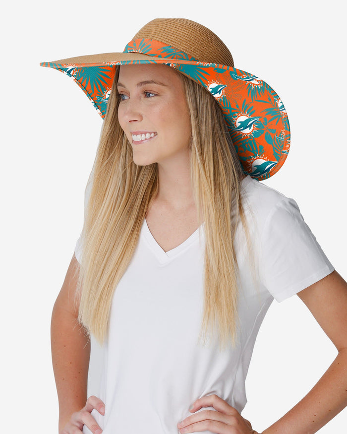 Miami Dolphins Womens Floral Straw Hat FOCO - FOCO.com