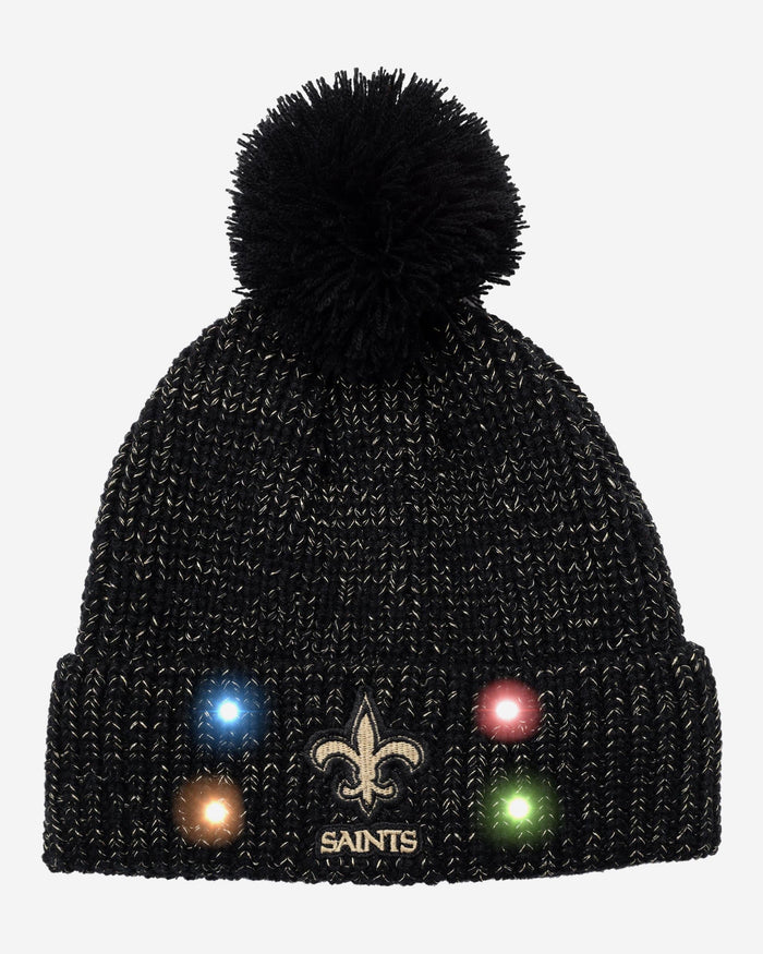 New Orleans Saints Womens Glitter Knit Light Up Beanie FOCO - FOCO.com