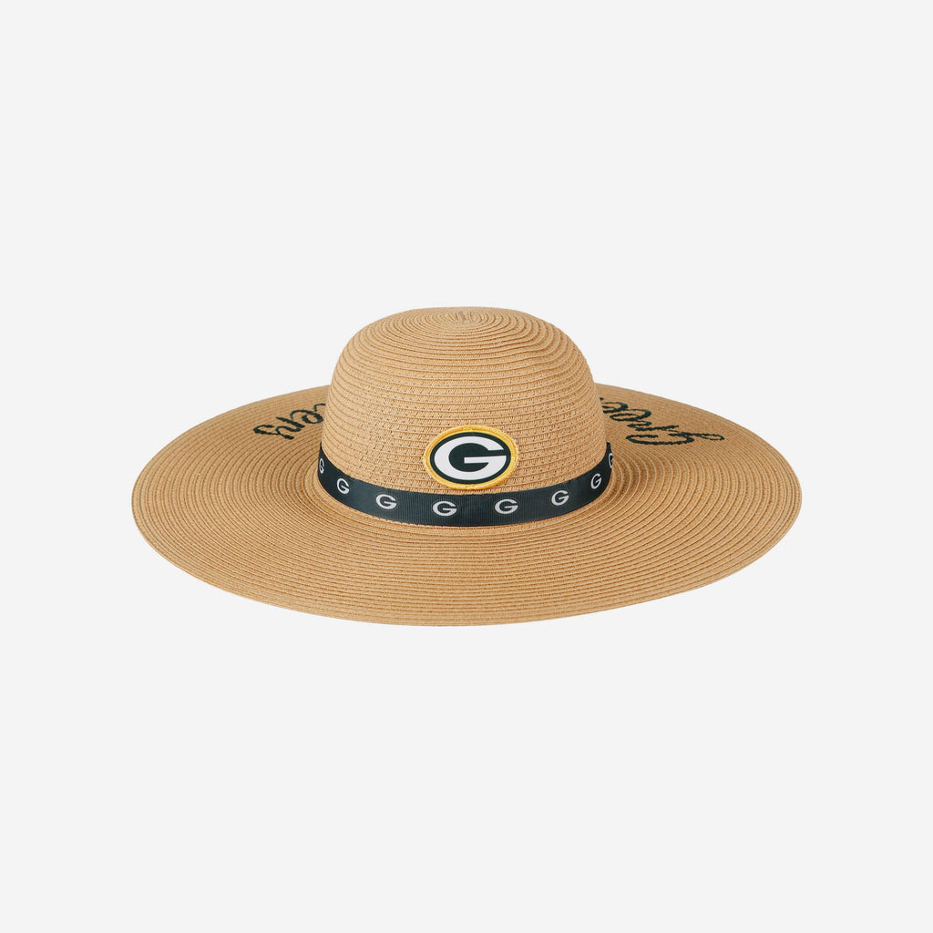 Green Bay Packers Womens Wordmark Beach Straw Hat FOCO - FOCO.com