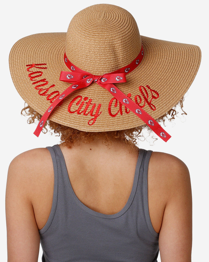 Kansas City Chiefs Womens Wordmark Beach Straw Hat FOCO - FOCO.com