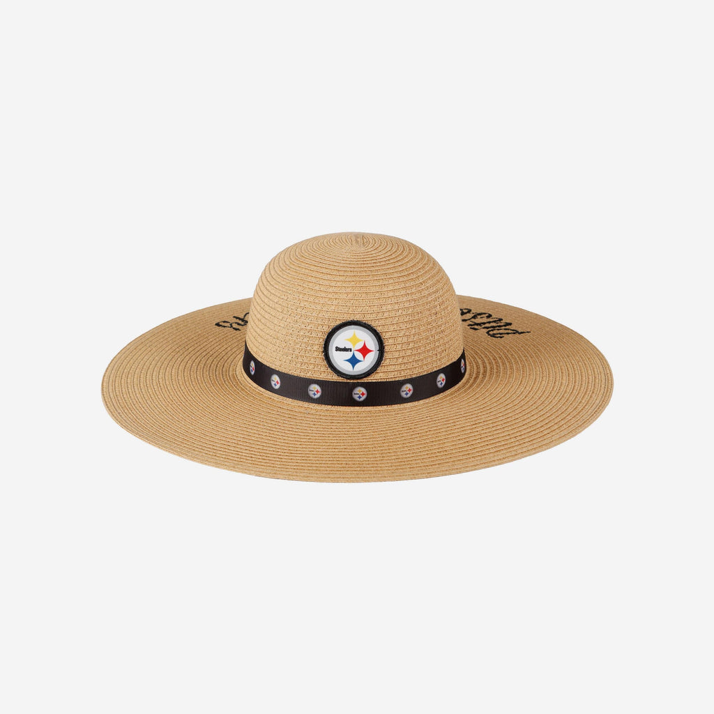 Pittsburgh Steelers Womens Wordmark Beach Straw Hat FOCO - FOCO.com