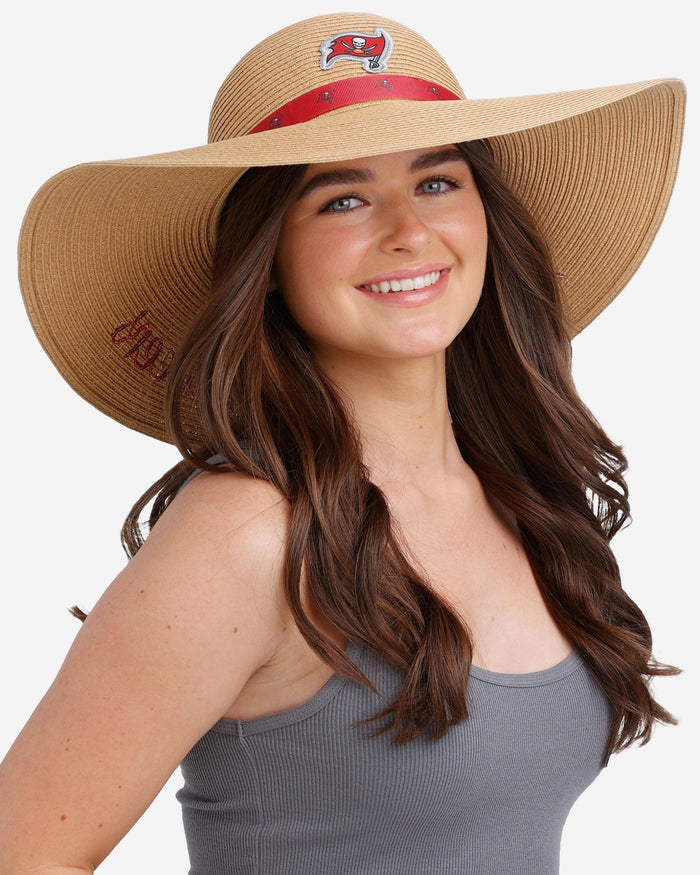 Tampa Bay Buccaneers Womens Wordmark Beach Straw Hat FOCO - FOCO.com