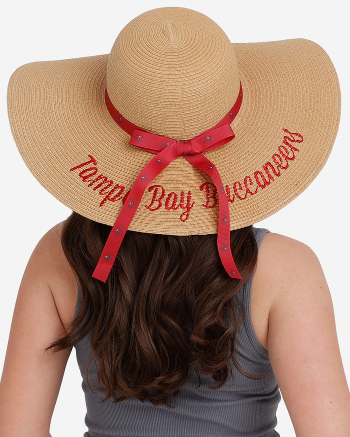 Tampa Bay Buccaneers Womens Wordmark Beach Straw Hat FOCO - FOCO.com