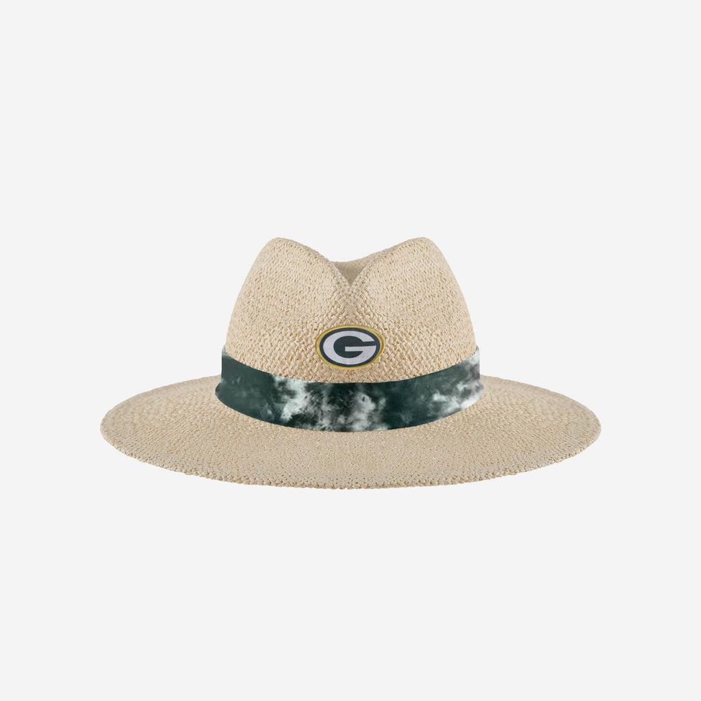 Green Bay Packers Womens Tie-Dye Ribbon Straw Hat FOCO - FOCO.com