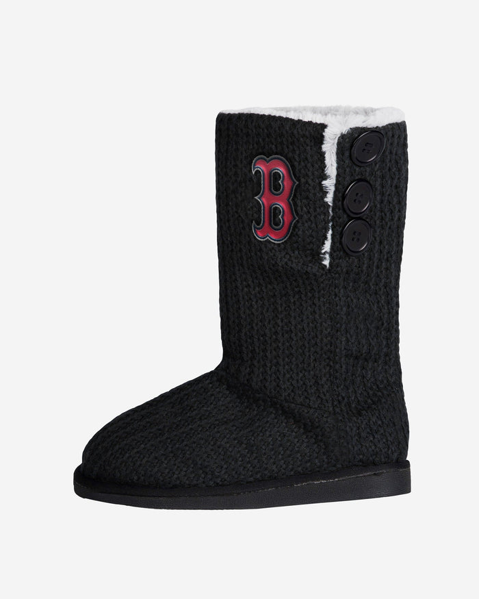 Boston Red Sox Knit High End Button Boot Slipper FOCO - FOCO.com