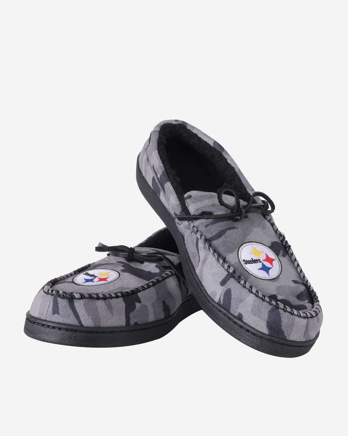 Pittsburgh Steelers Printed Camo Moccasin Slipper FOCO - FOCO.com
