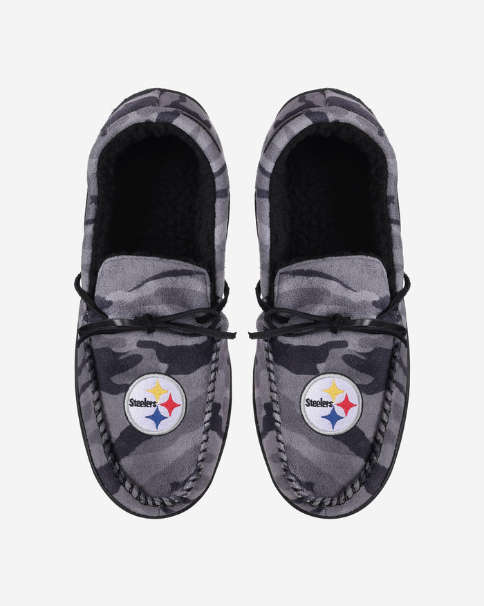 Pittsburgh Steelers Printed Camo Moccasin Slipper FOCO - FOCO.com