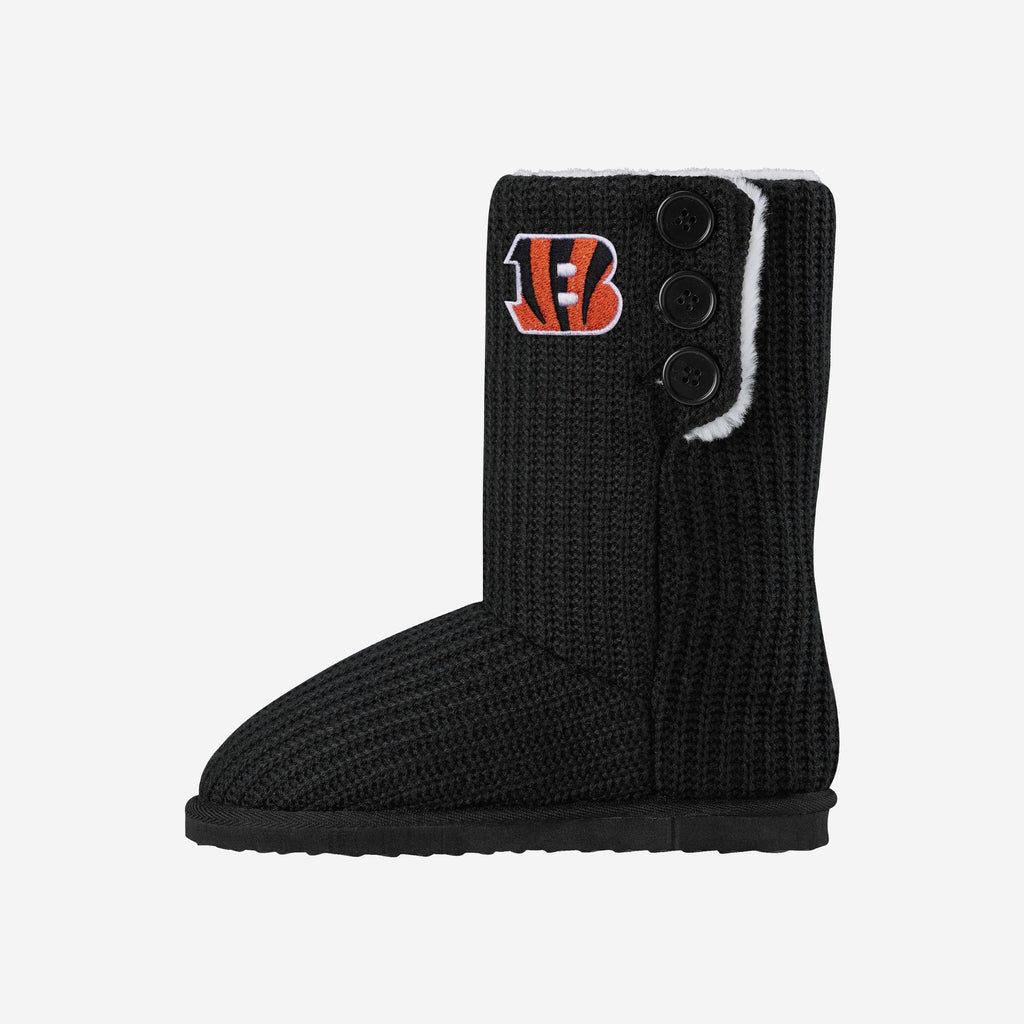 Cincinnati Bengals Knit High End Button Boot Slipper FOCO S - FOCO.com