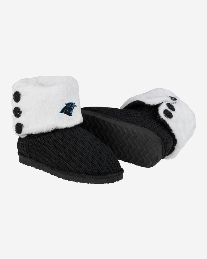 Carolina Panthers Knit High End Button Boot Slipper FOCO - FOCO.com