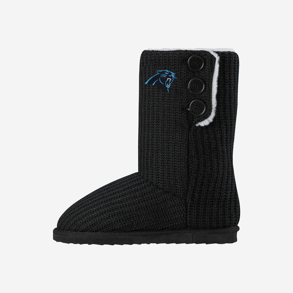 Carolina Panthers Knit High End Button Boot Slipper FOCO S - FOCO.com