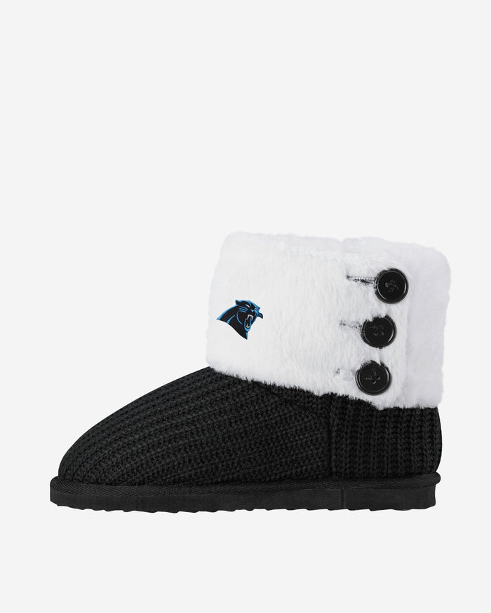 Carolina Panthers Knit High End Button Boot Slipper FOCO - FOCO.com