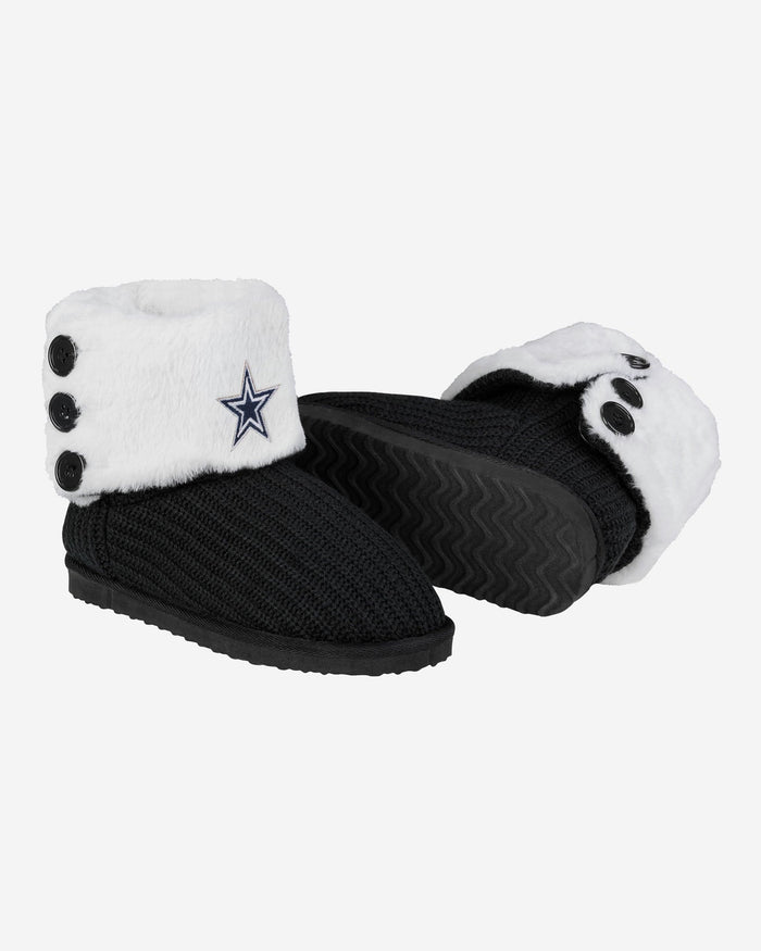 Dallas Cowboys Knit High End Button Boot Slipper FOCO - FOCO.com