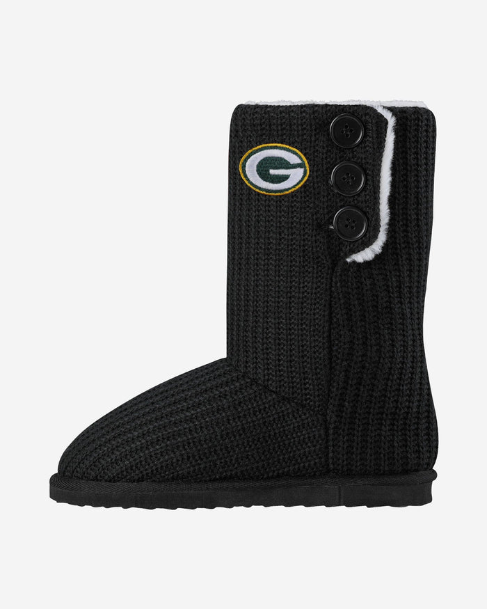 Green Bay Packers Knit High End Button Boot Slipper FOCO S - FOCO.com